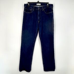 Gap 1969 Mens 32 Waist by 32 Length Jeans Straight Leg Mid Rise Dark Blue 5 PKT